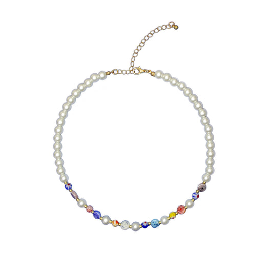 Freshwater Pearls Necklace with Multi-Colored Beads Aurorizare