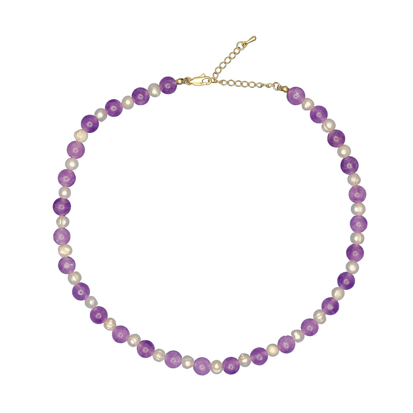 Freshwater Pearls Necklace with Alternating Purple Beads Radiantia