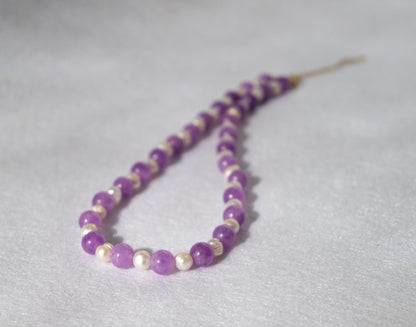 Freshwater Pearls Necklace with Alternating Purple Beads Radiantia