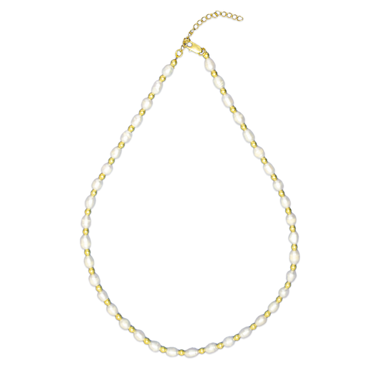 Freshwater Pearls Necklace with Alternating Gold-plated Beads Bellis